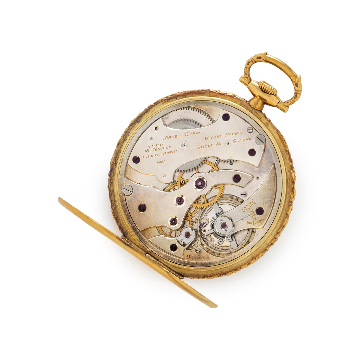 ULYSSE NARDIN RETAILED BY TÜRLER, 18K YELLOW GOLD POCKETWATCH