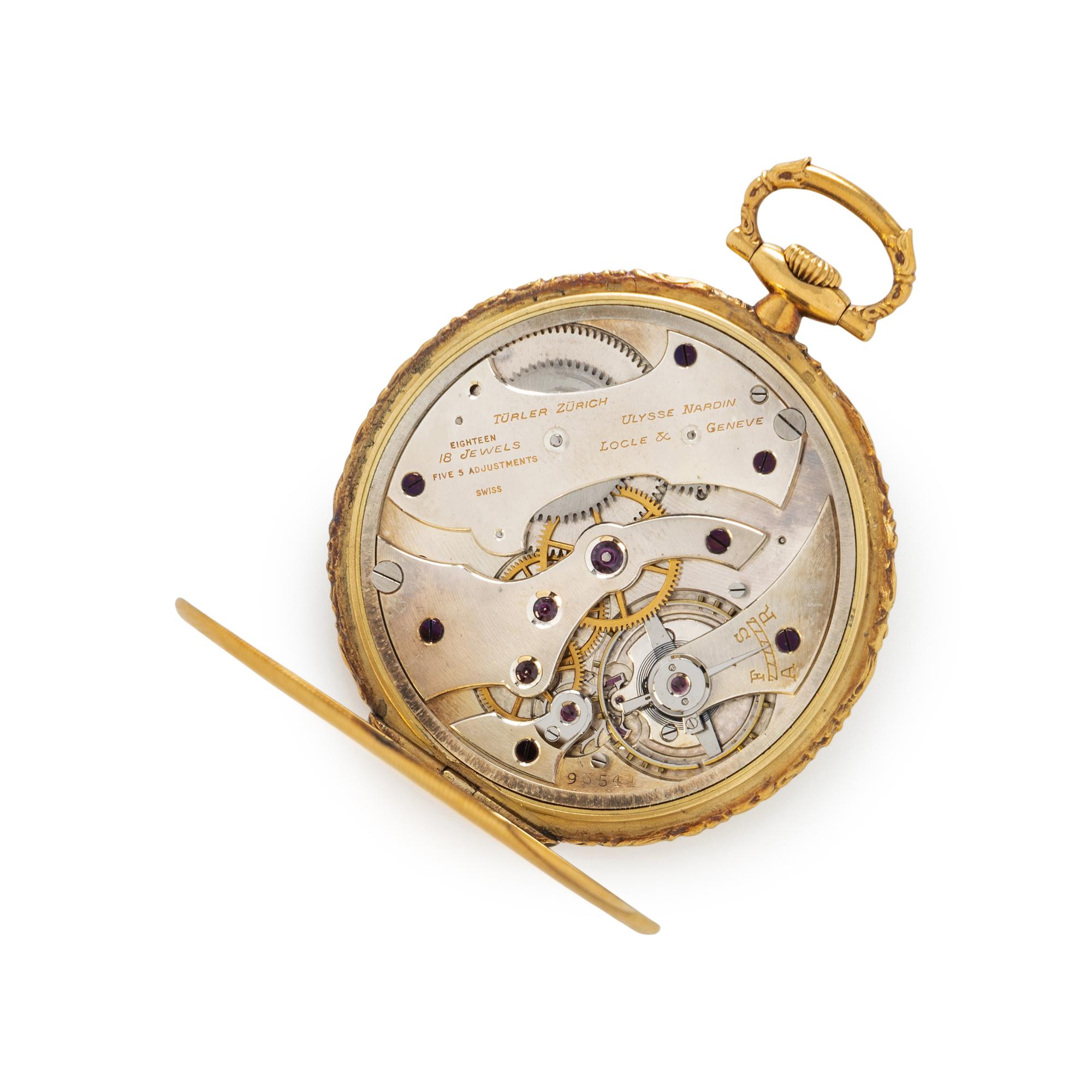 ULYSSE NARDIN RETAILED BY TÜRLER, 18K YELLOW GOLD POCKETWATCH