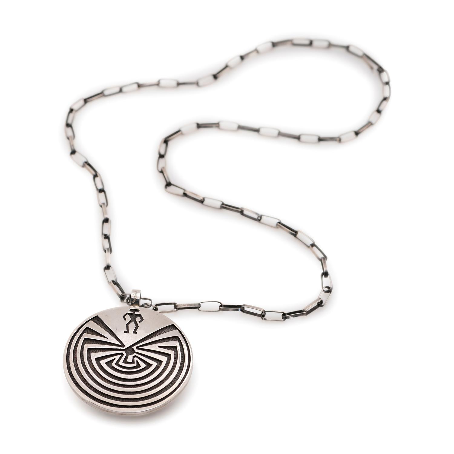 Reversible Silver Overlay and Turquoise Necklace