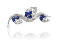 A White Gold, Sapphire and Diamond Brooch, Circa 1950, 13.40 dwts.