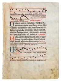 [MANUSCRIPT]. Antiphonary leaf, in Latin, on vellum.