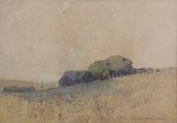 John William Tristram, (Australian, 1872-1938), Landscape with Trees and Fence, 1920