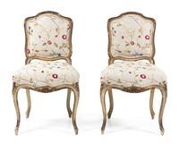 A Pair of Louis XV Style Painted Side Chairs Height 32 inches. — LATE 19TH/EARLY 20TH CENTURY