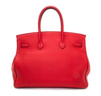An Hermes Geranium Togo 35cm Birkin Handbag, 14" x 10" x 7".