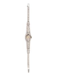 HAMILTON, PLATINUM AND DIAMOND WATCH