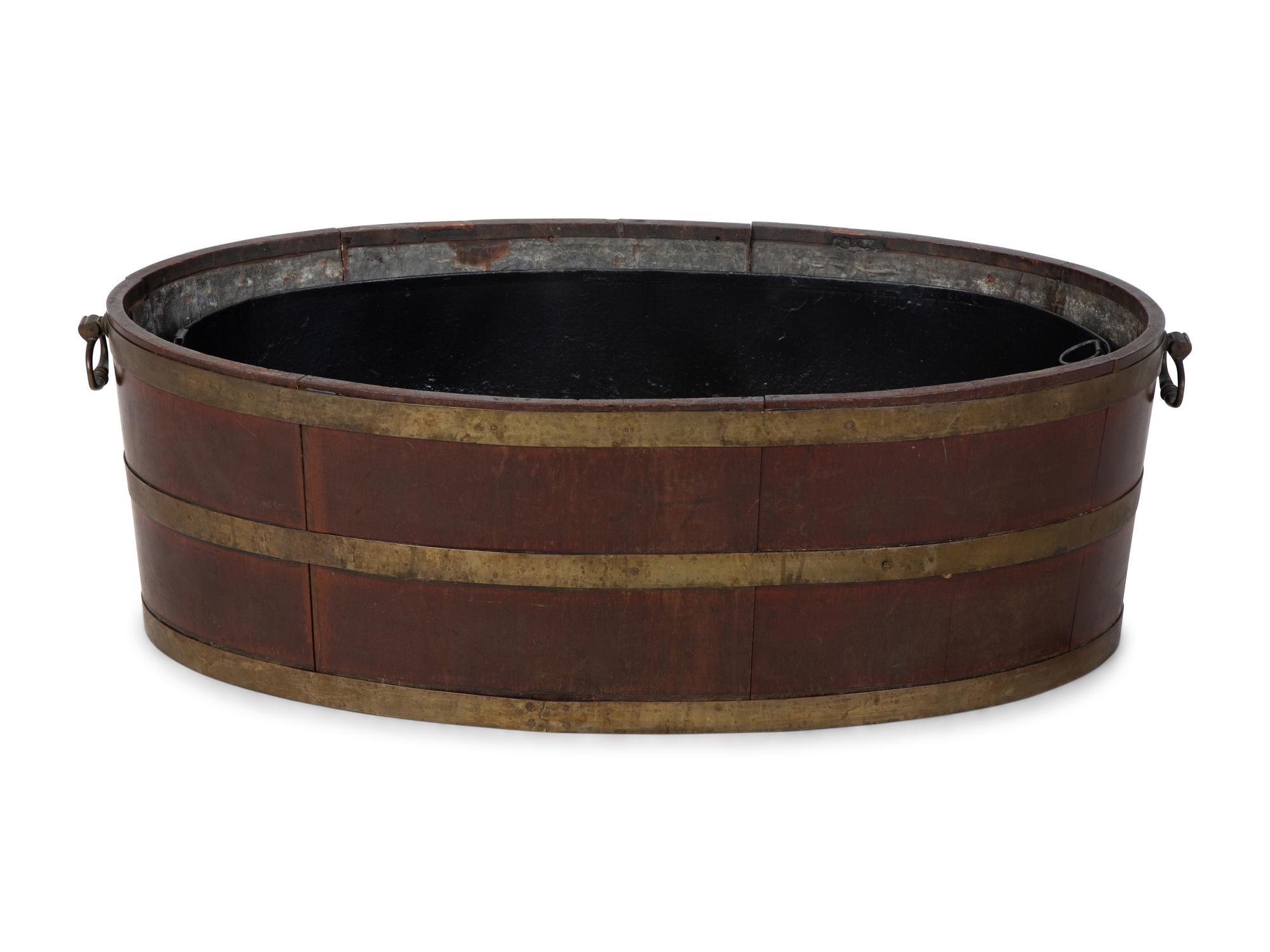 An English Brass Bound Mahogany Cellarette or Jardiniere — 18TH/19TH CENTURY