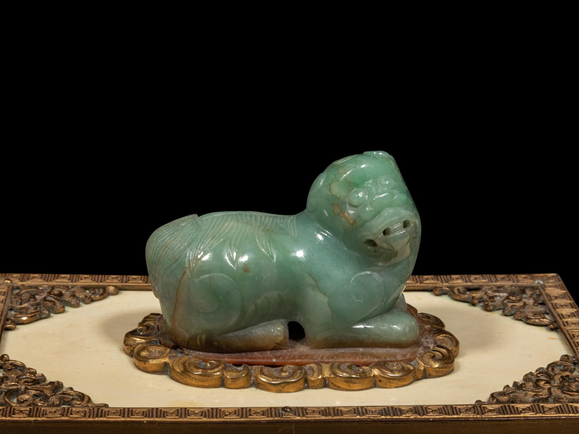Three Chinese Carved Hardstone Desk Articles
