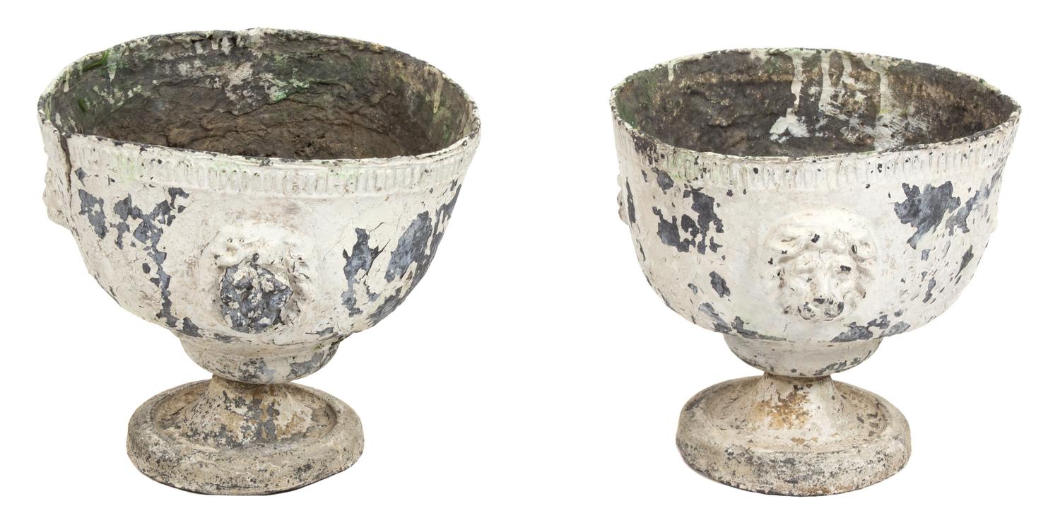 A Pair of Continental Painted Lead Urns Height 9 x diameter 9 inches. — 18TH/19TH CENTURY