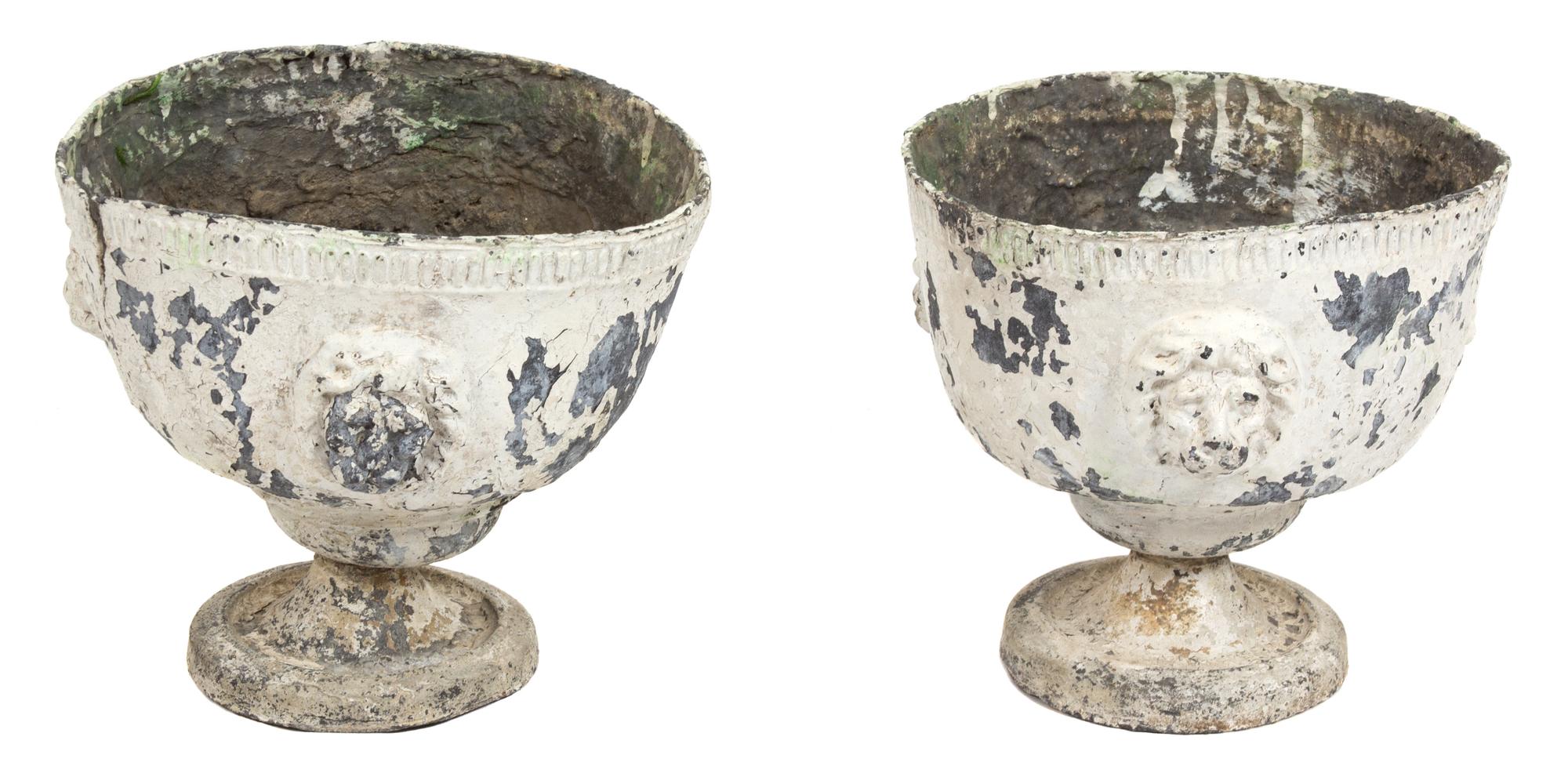 A Pair of Continental Painted Lead Urns Height 9 x diameter 9 inches. — 18TH/19TH CENTURY