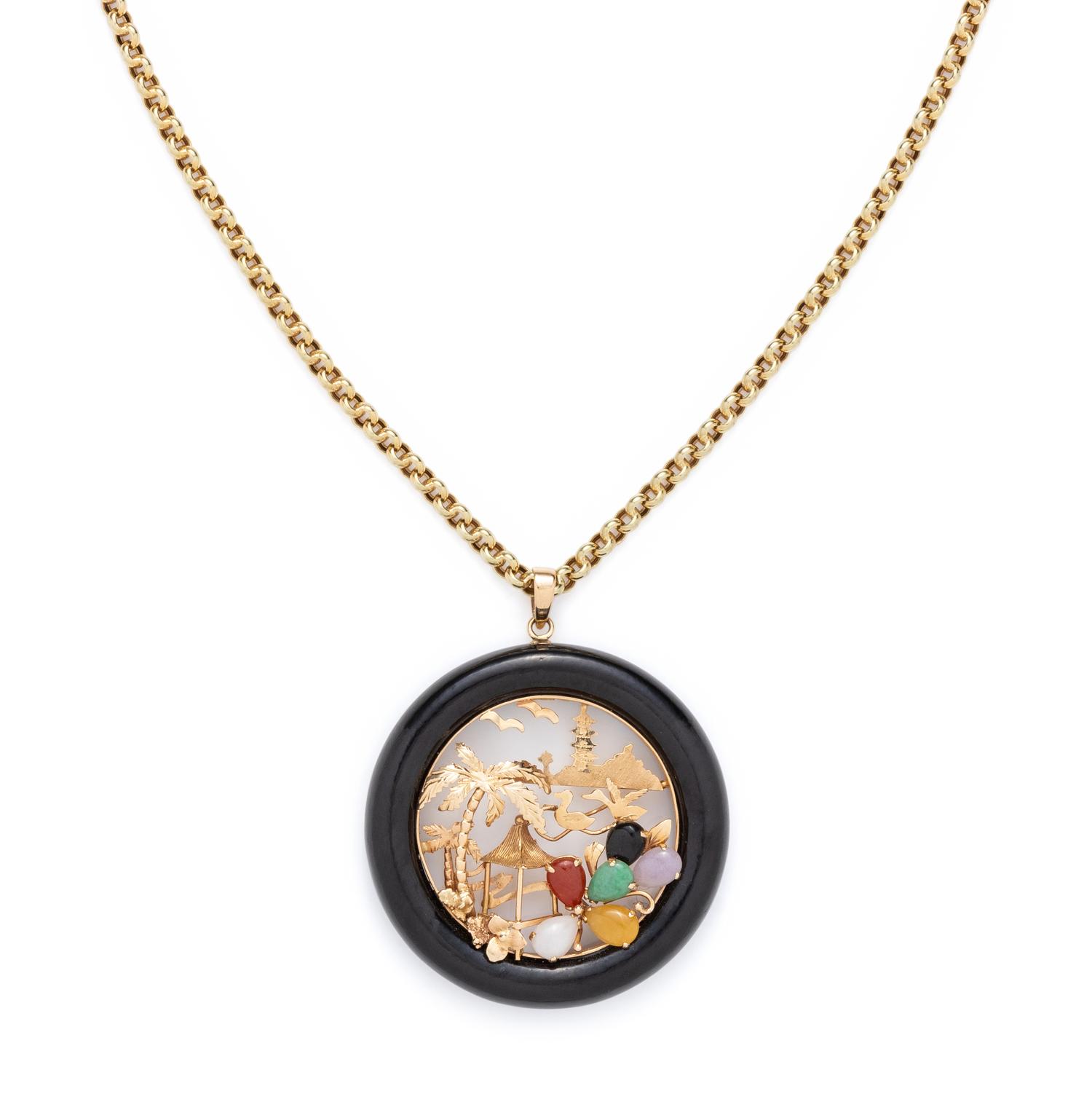 YELLOW GOLD AND JADE PENDANT/NECKLACE