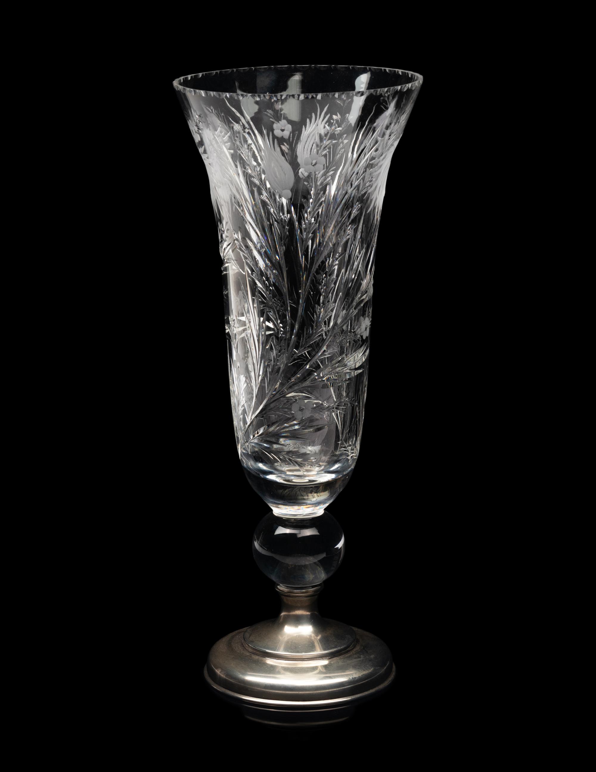 An American Silver-Mounted Cut Glass Vase