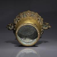 A Chinese Embellished Bronze Vase, Late Ming to Early Qing Dynasty, 17th/18th Century — 明末清初 銅嵌寳瓔珞雙耳瓶