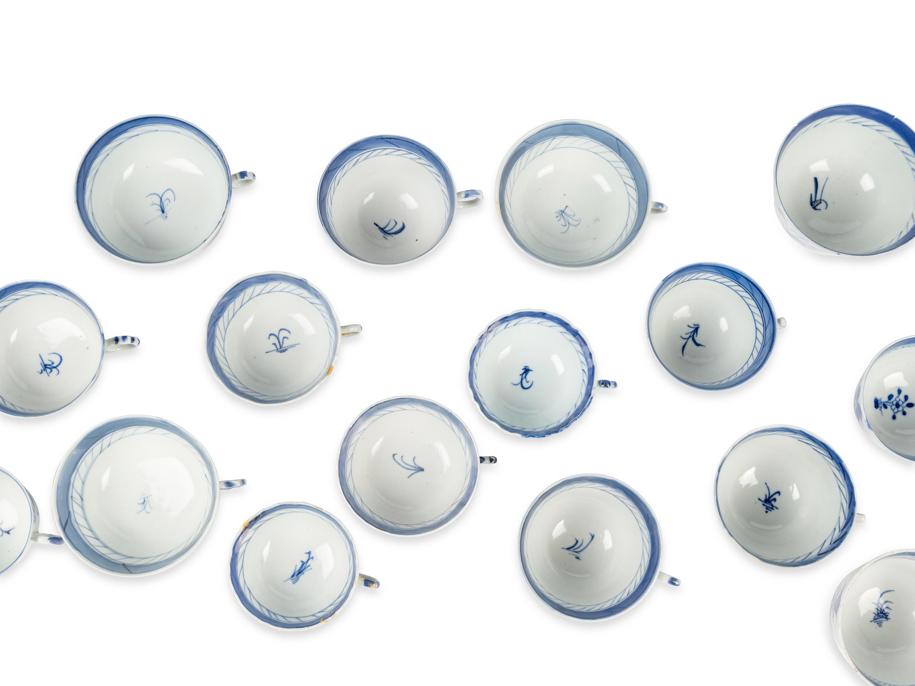 A Canton Blue and White Porcelain Tea Service