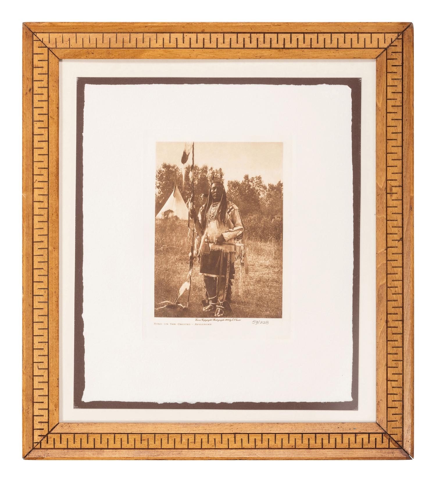 CURTIS, Edward S (1868-1952), photographer. 3 works, including two platinum photographs of a Native American subjects.