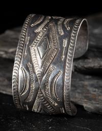 Navajo Stamped Ingot Silver Cuff Bracelet