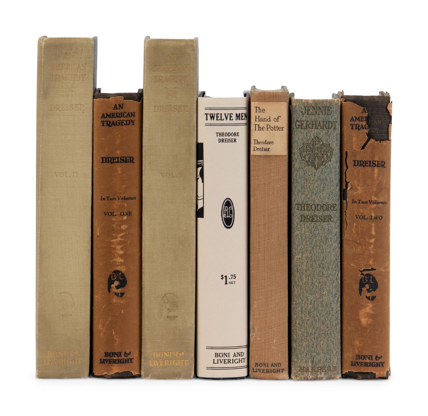 DREISER, Theodore (1871-1945). A group of 5 FIRST EDITION works, comprising: