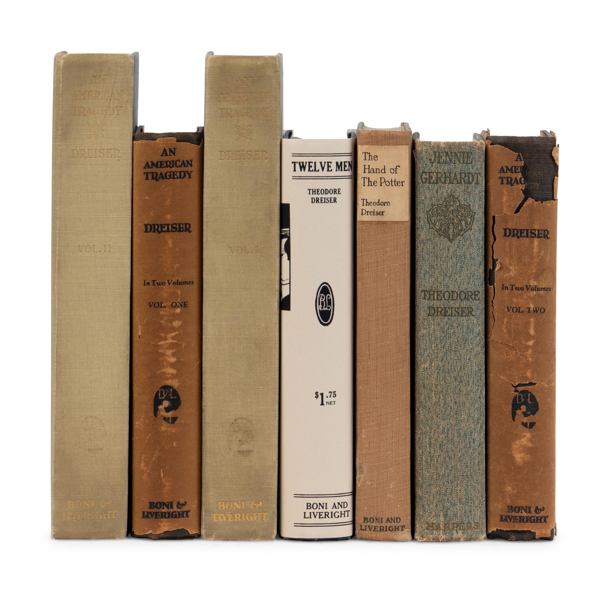 DREISER, Theodore (1871-1945). A group of 5 FIRST EDITION works, comprising: