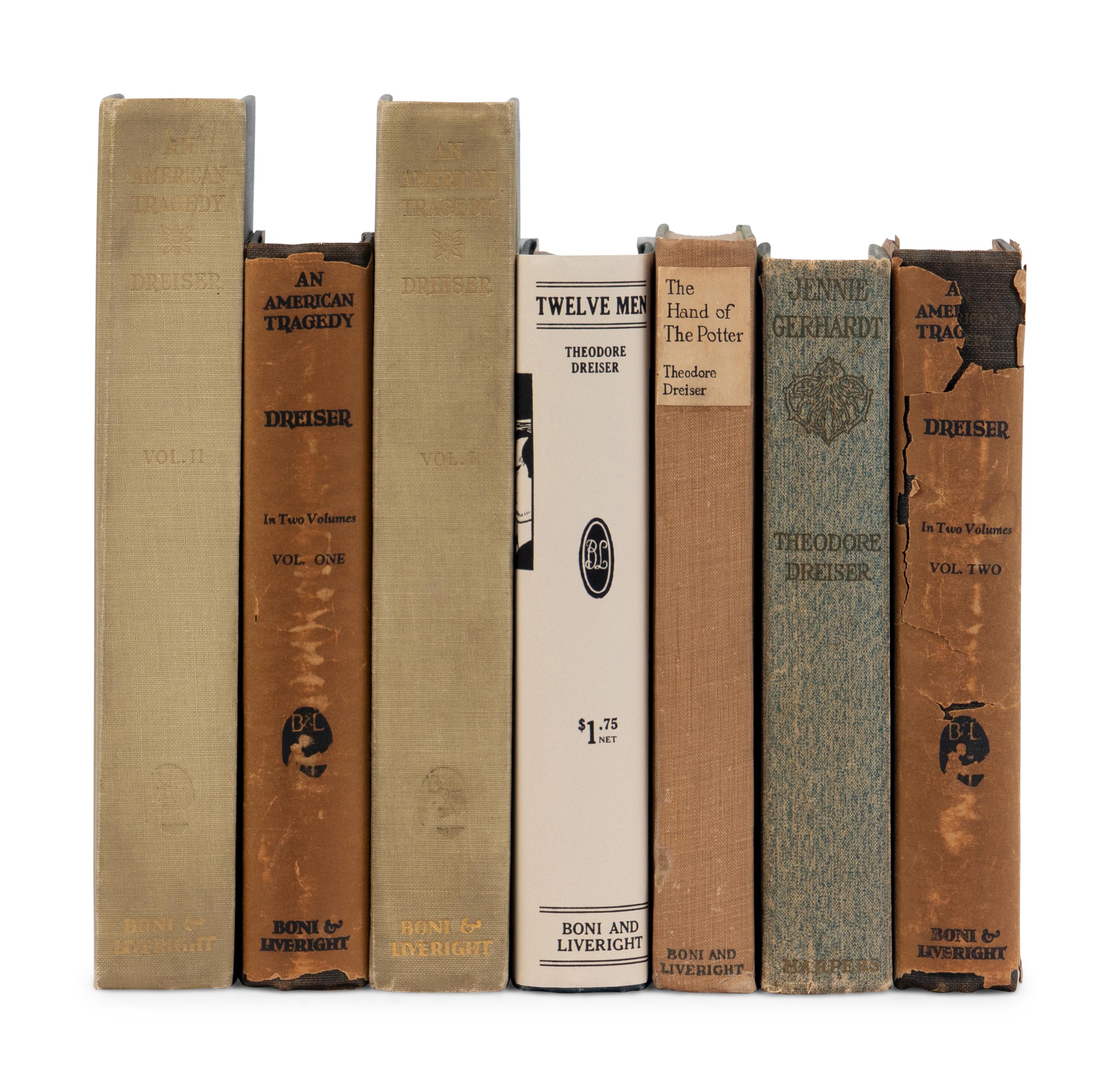 DREISER, Theodore (1871-1945). A group of 5 FIRST EDITION works, comprising: