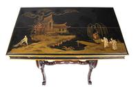 A Pair of Victorian Chinoiserie Lacquer Top Side Tables Height 28 1/2 x width 27 1/2 x depth 15 3/4 inches. — 19TH CENTURY