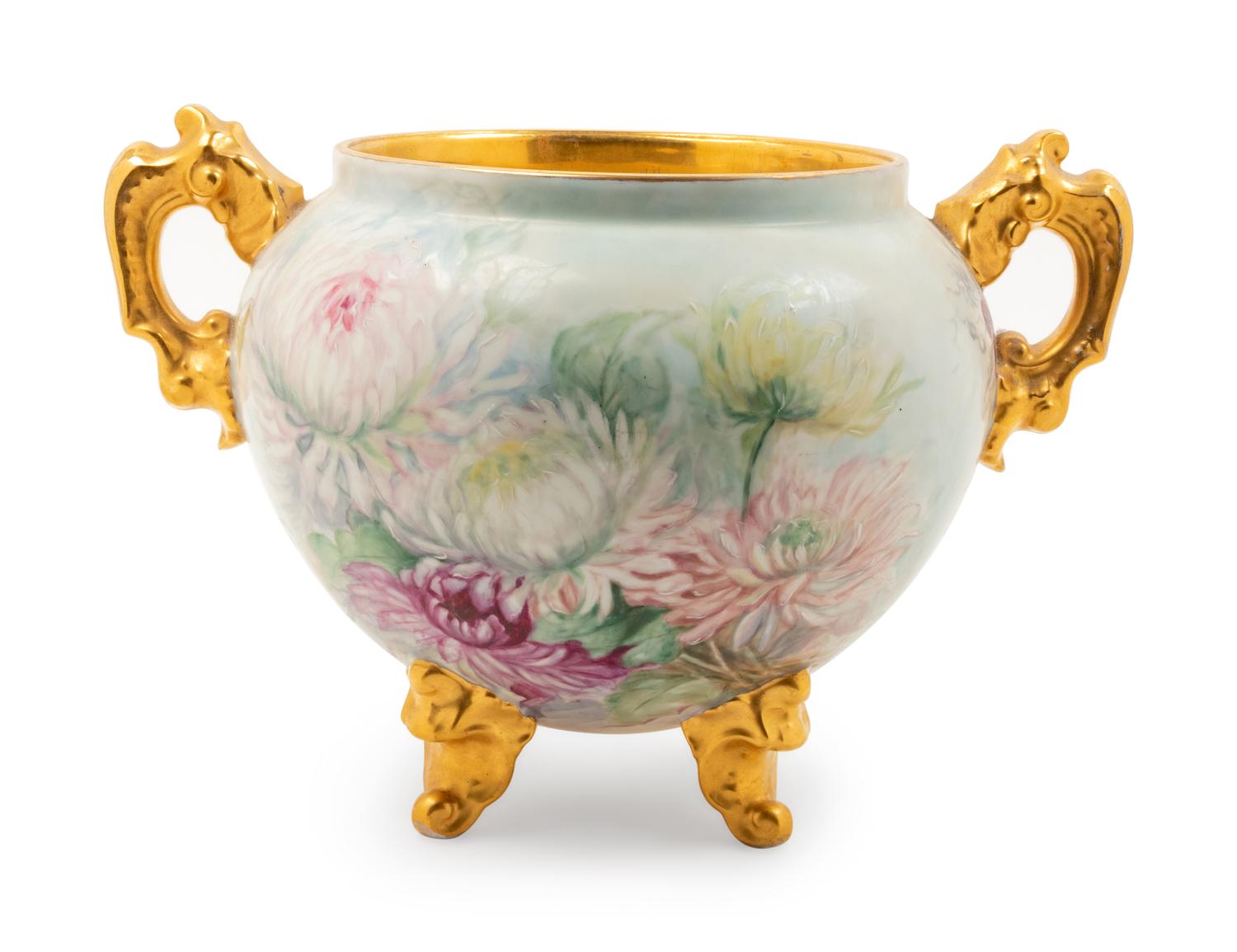 A Limoges Parcel Gilt Porcelain Jardiniere