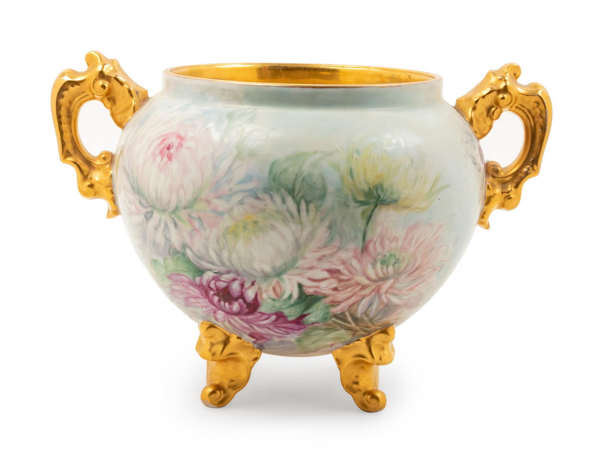 A Limoges Parcel Gilt Porcelain Jardiniere