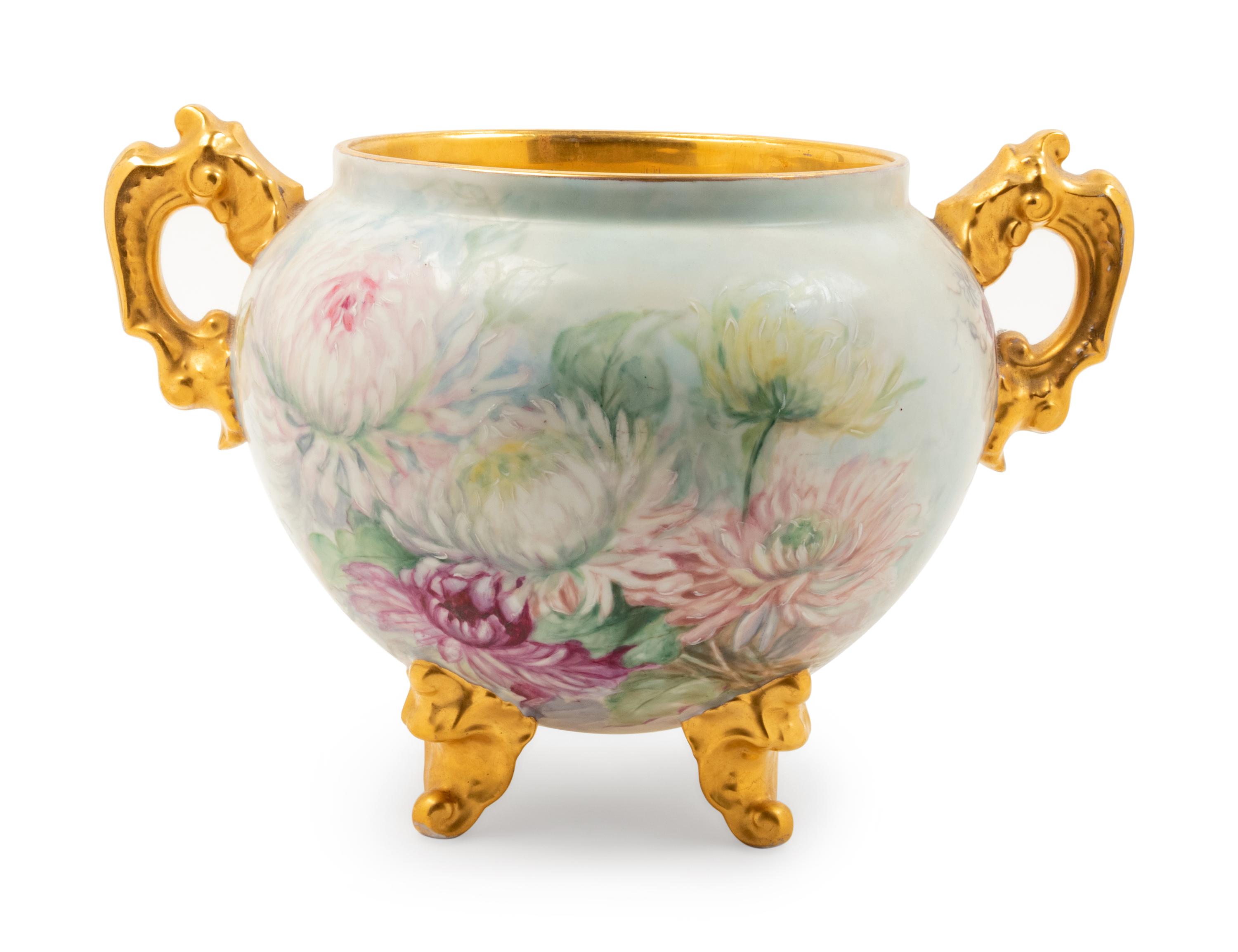 A Limoges Parcel Gilt Porcelain Jardiniere