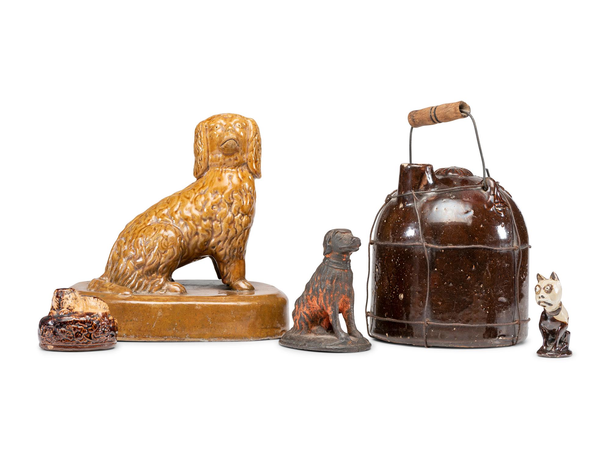 A Group of Ceramic Dogs