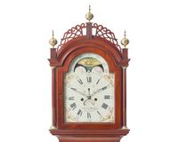 A Federal Carved Mahogany Labeled Tall Case Clock, Aaron Willard (1757-1844), Boston, MA, Circa 1810
