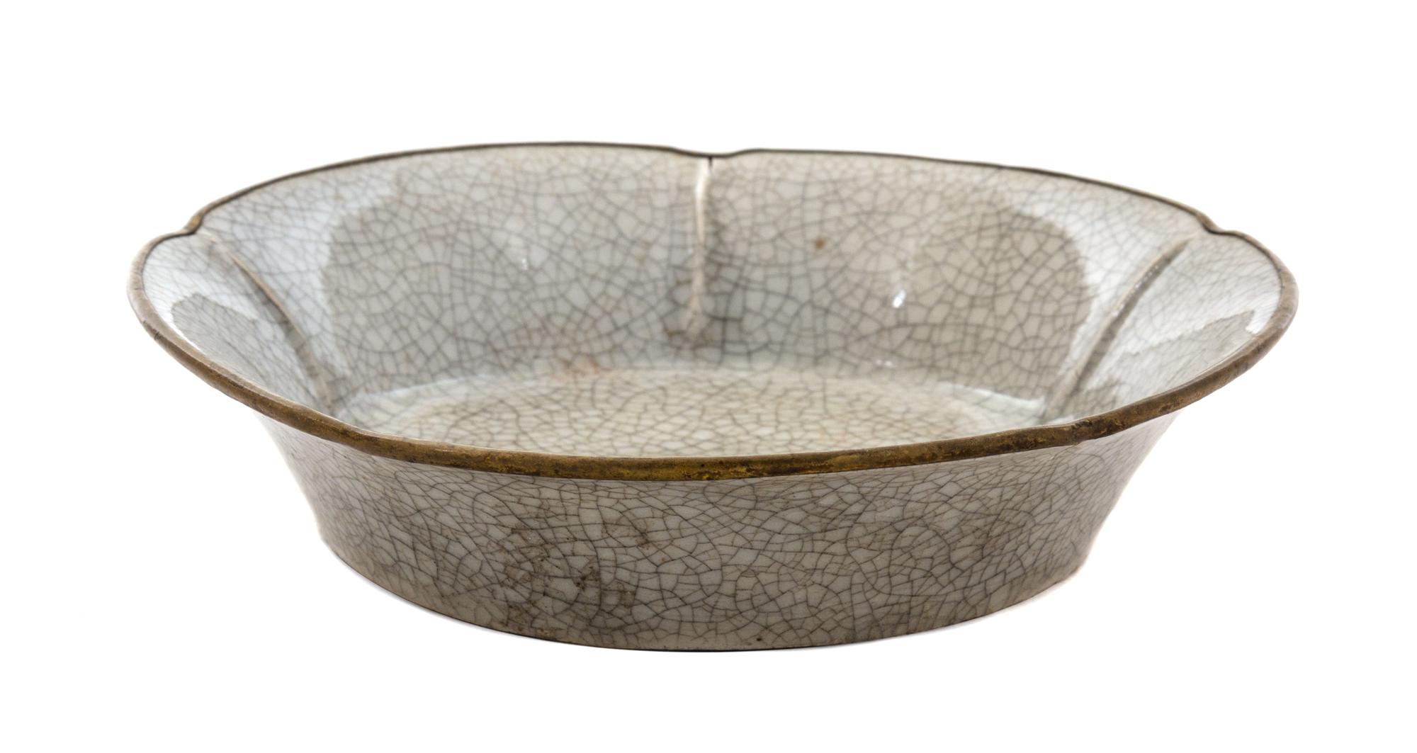 A Ge -Type Floriform Porcelain Brush Washer, Xi Diameter 6 1/4 inches. — QING DYNASTY