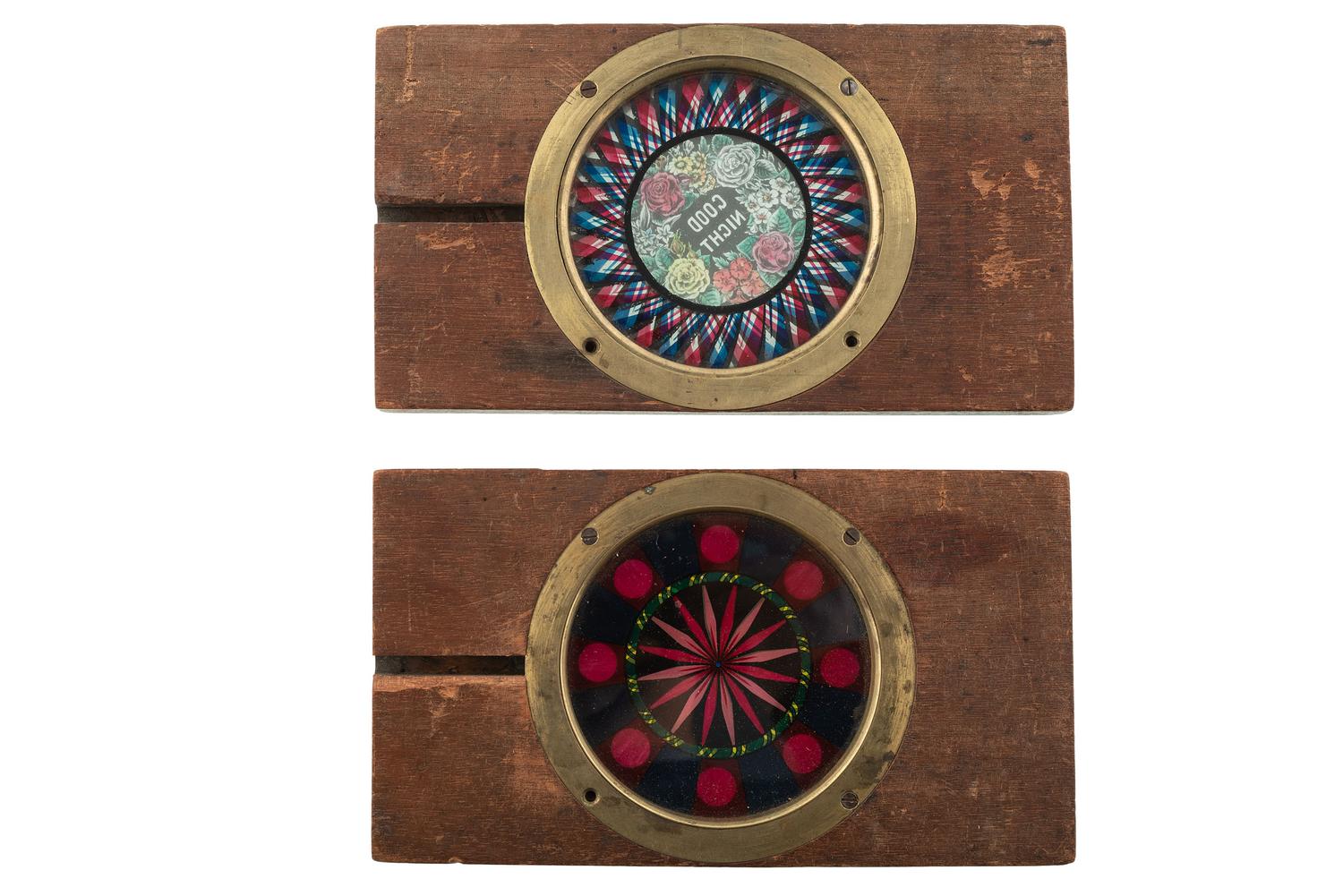 [MAGIC LANTERN SLIDES]. A group of 37 miscellaneous glass viewing slides including chromatrope mechanical examples.