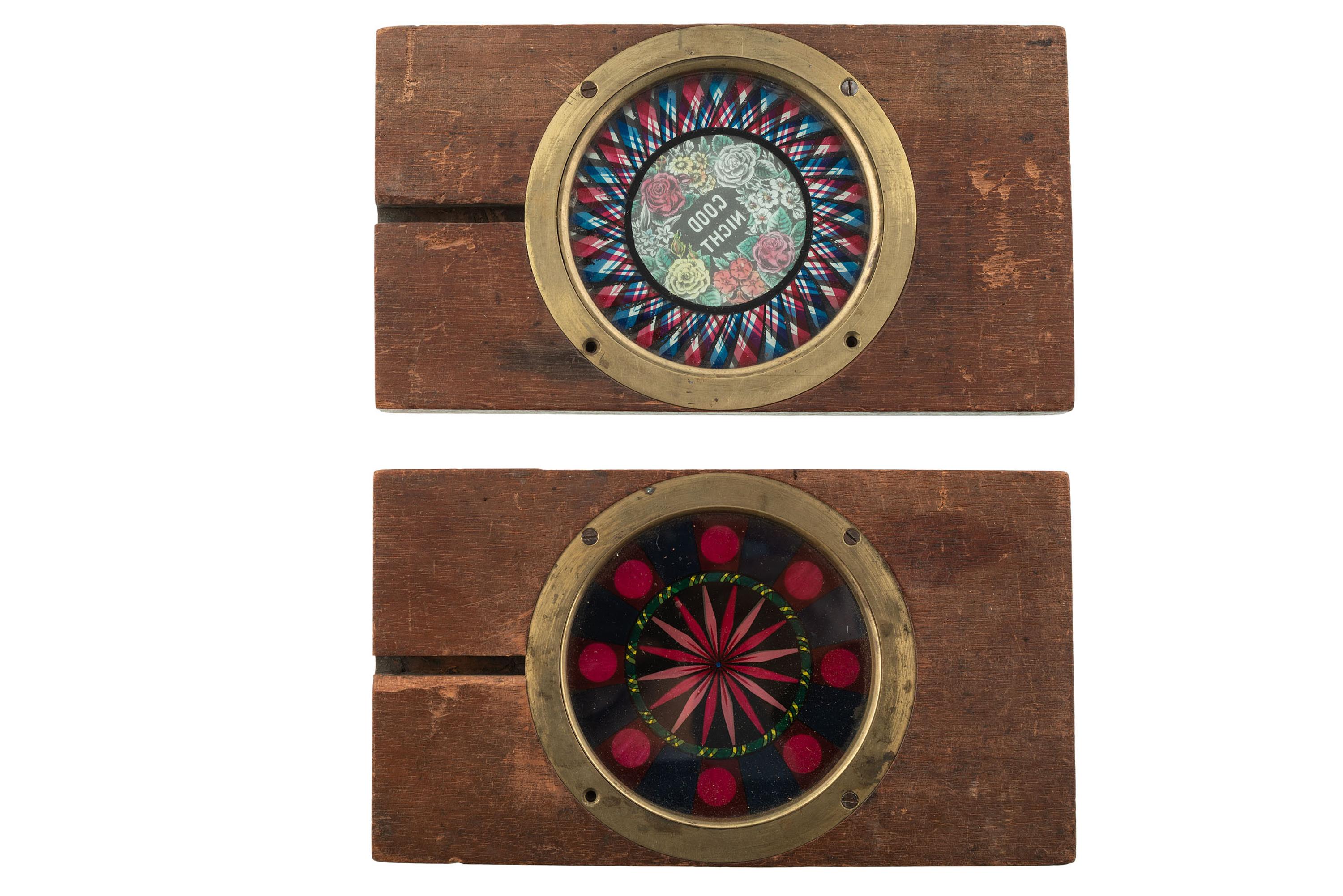[MAGIC LANTERN SLIDES]. A group of 37 miscellaneous glass viewing slides including chromatrope mechanical examples.