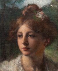 Portrait of Young Woman with White Lace Collar