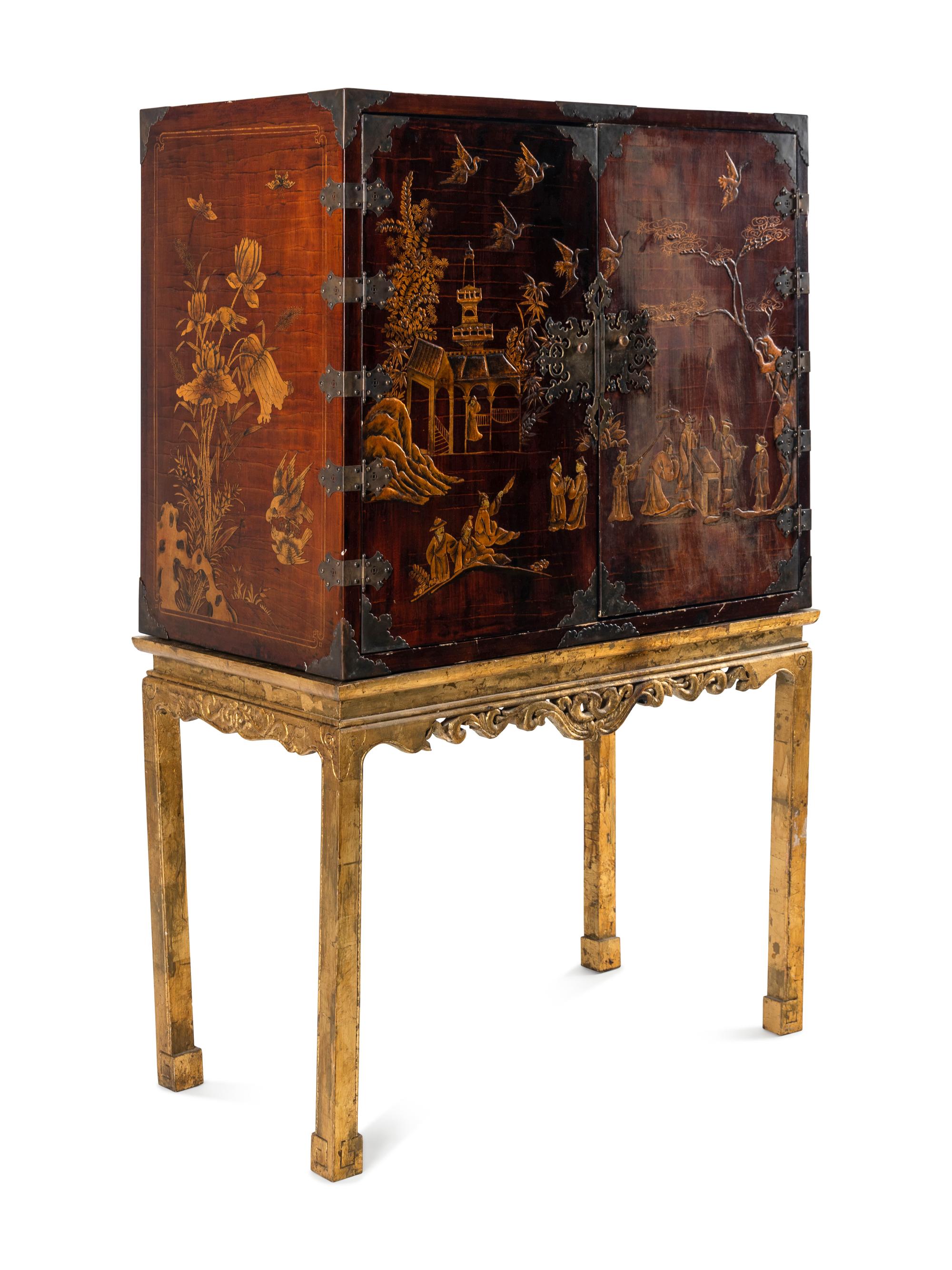A Chinese Lacquer Cabinet-on-Stand