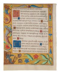 ANONYMOUS GERMAN ILLUMINATOR A leaf from a Psalter and Prayerbook, including historiated borders, in Latin, illuminated manuscript on parchment [Northern Germany, Hildesheim, dated 1524]