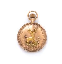 A 14 Karat Bicolor Gold Hunter Case Pocket Watch, Elgin,