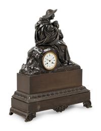 A Louis Philippe Bronze Figural Mantel Clock