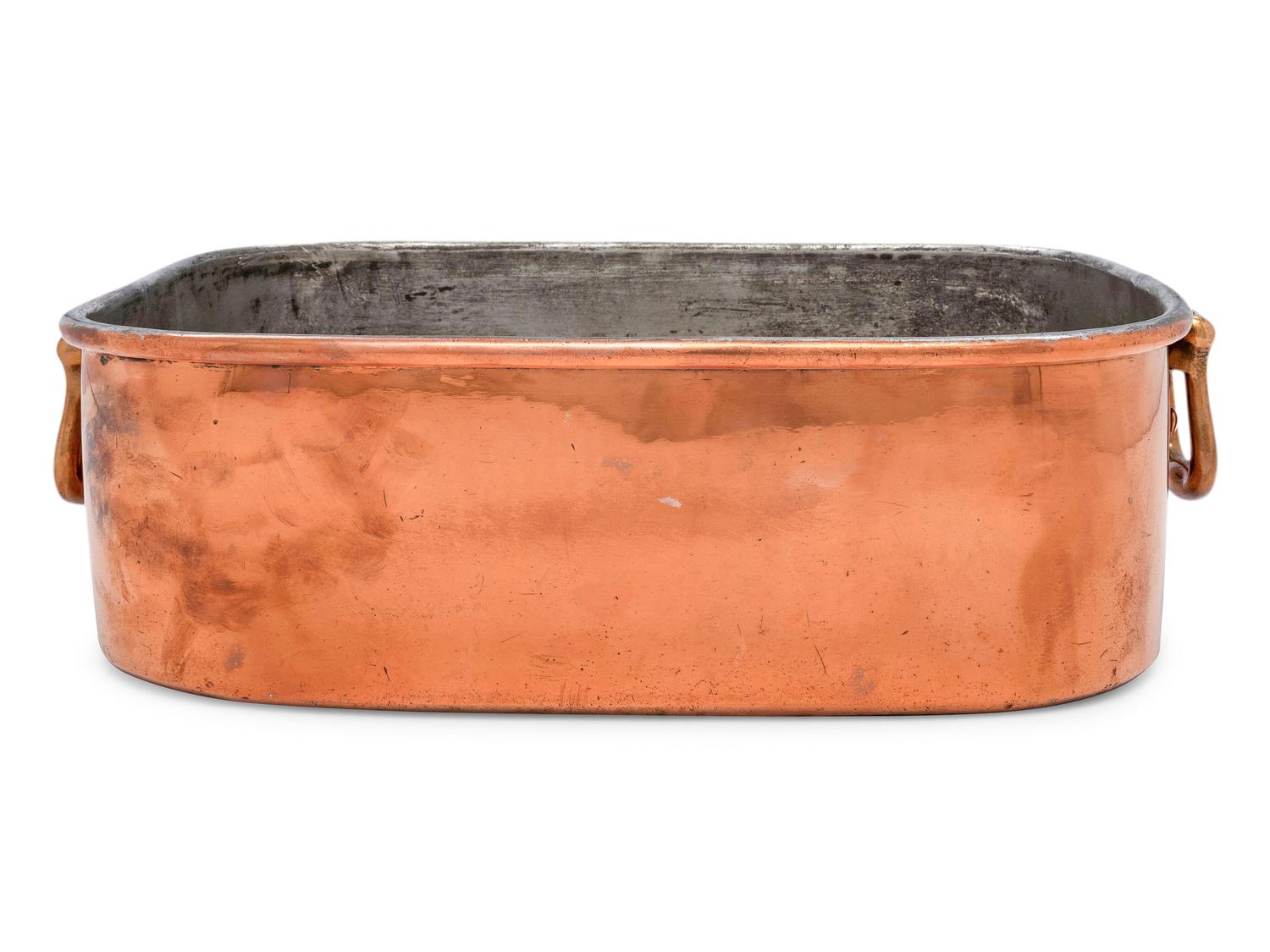 An English Copper Roasting Pan with Brass Handles