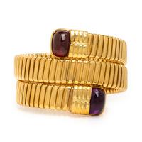 Amethyst, Garnet, and Yellow Gold Tubogas Bracelet