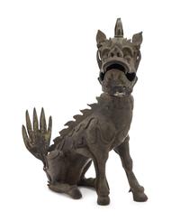 A Chinese Bronze Qilin Censer LATE MING DYNASTY Height 17 inches. — LATE MING DYNASTY