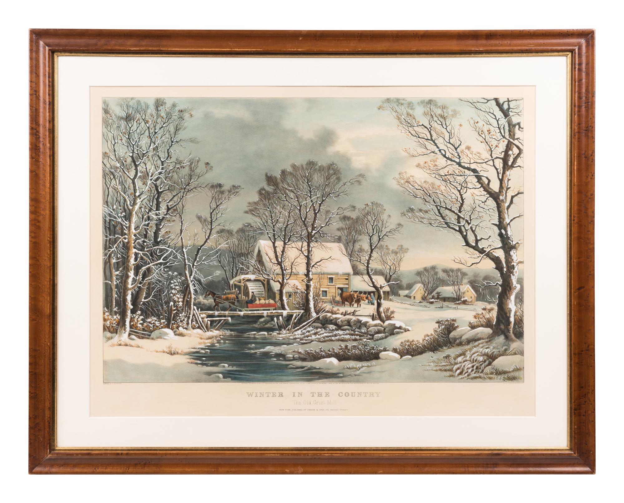 CURRIER and IVES, publishers -- After George H. Durrie Winter in the Country. The Old Grist Mill, 1862. (G.7275)