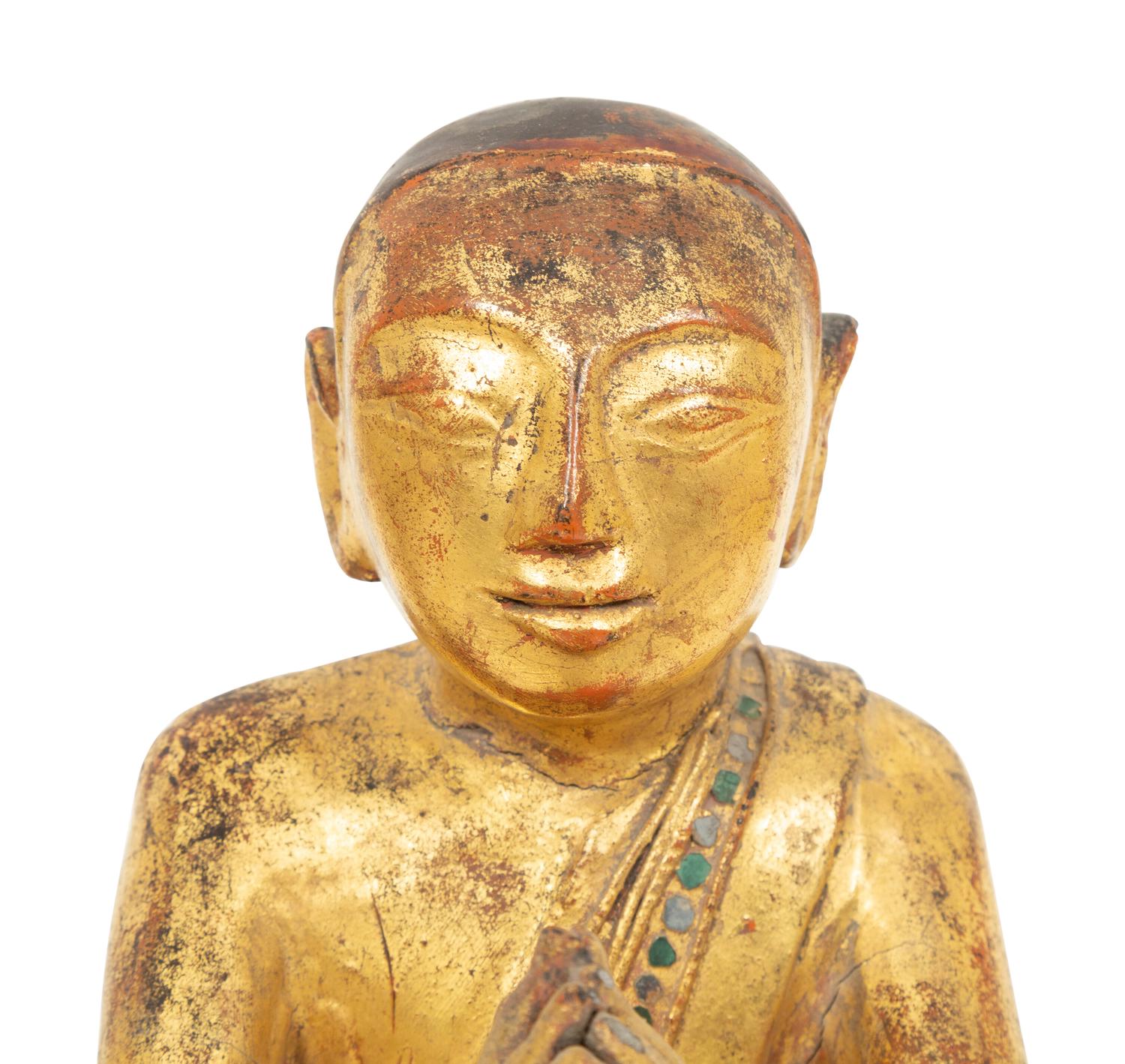 Two Cambodian Giltwood Buddha Figures