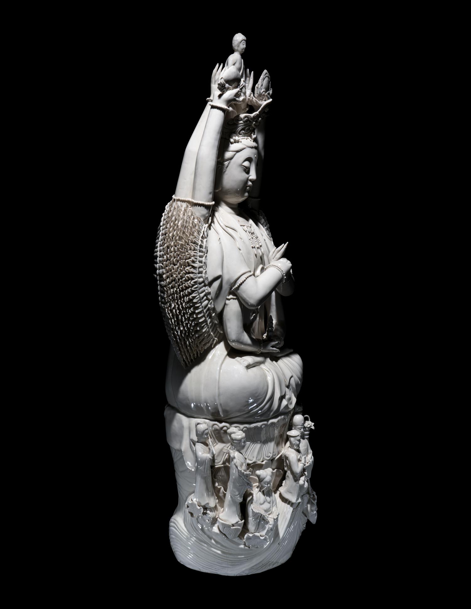 A Chinese Blanc-de-Chine Porcelain Figure of Guanyin