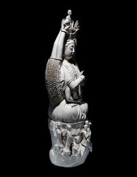 A Chinese Blanc-de-Chine Porcelain Figure of Guanyin