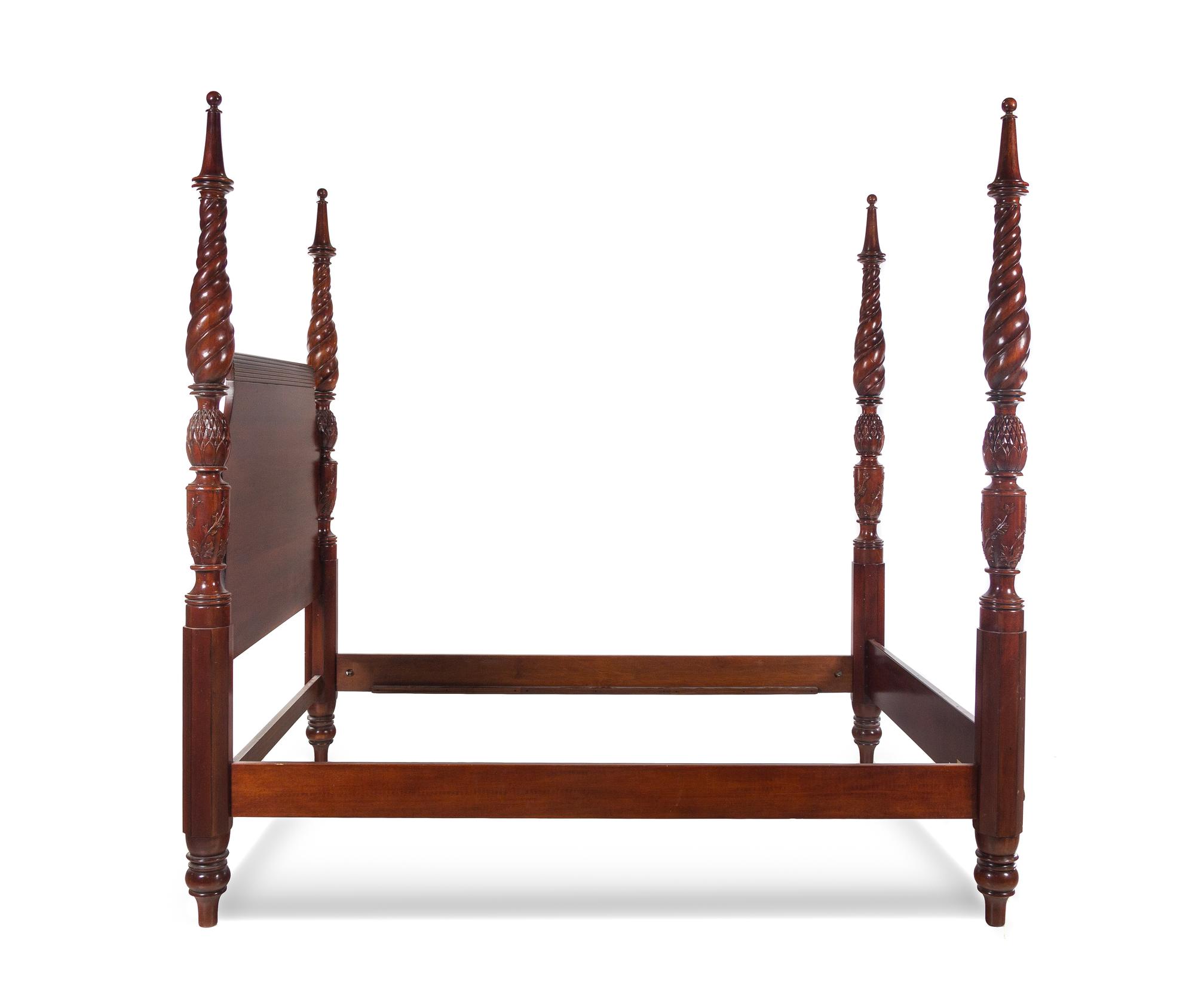 A Henredon Renaissance Revival Carved Mahogany Four-Post Bed