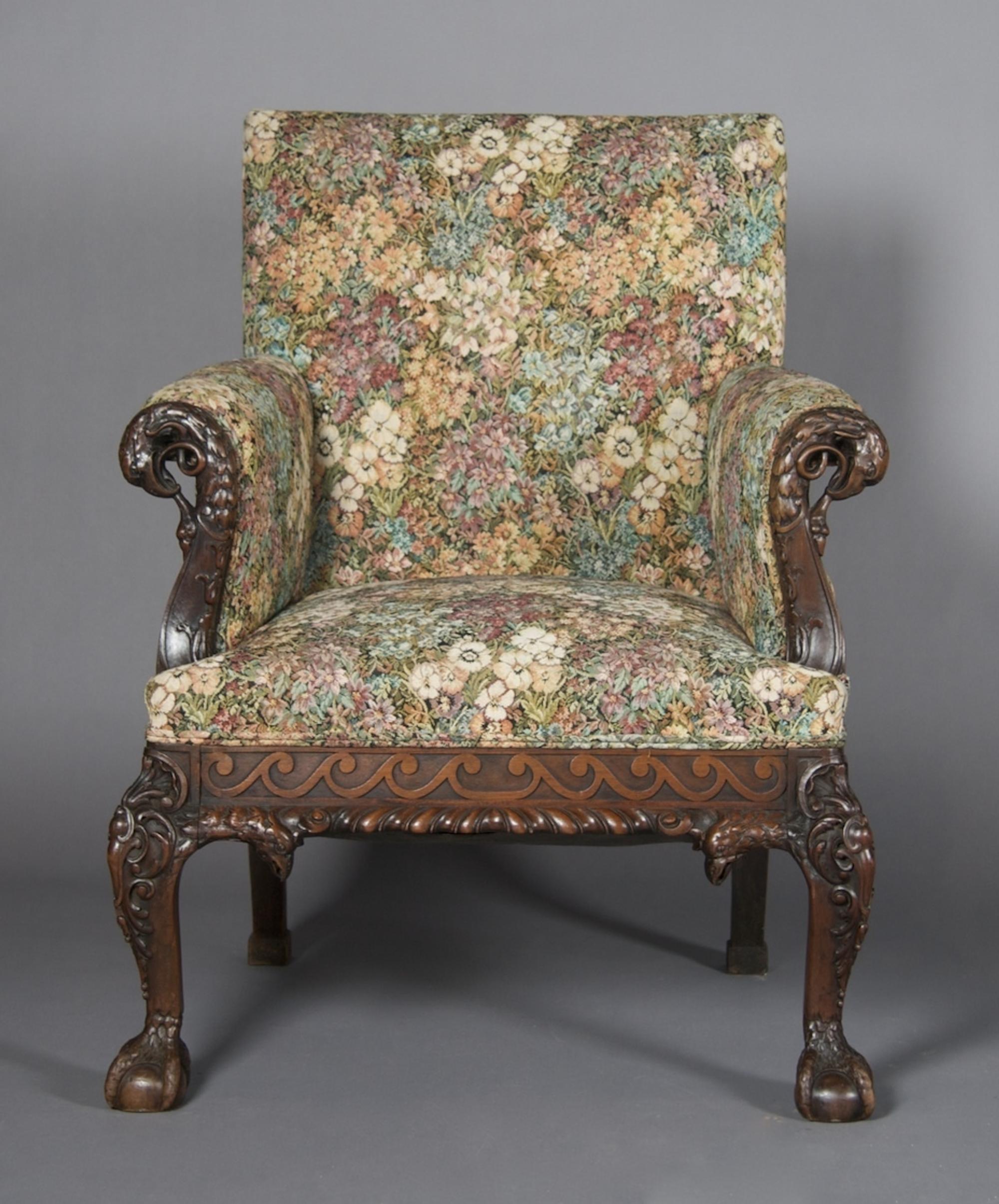 A Chippendale Style Carved Mahogany Armchair, Height 40 inches.