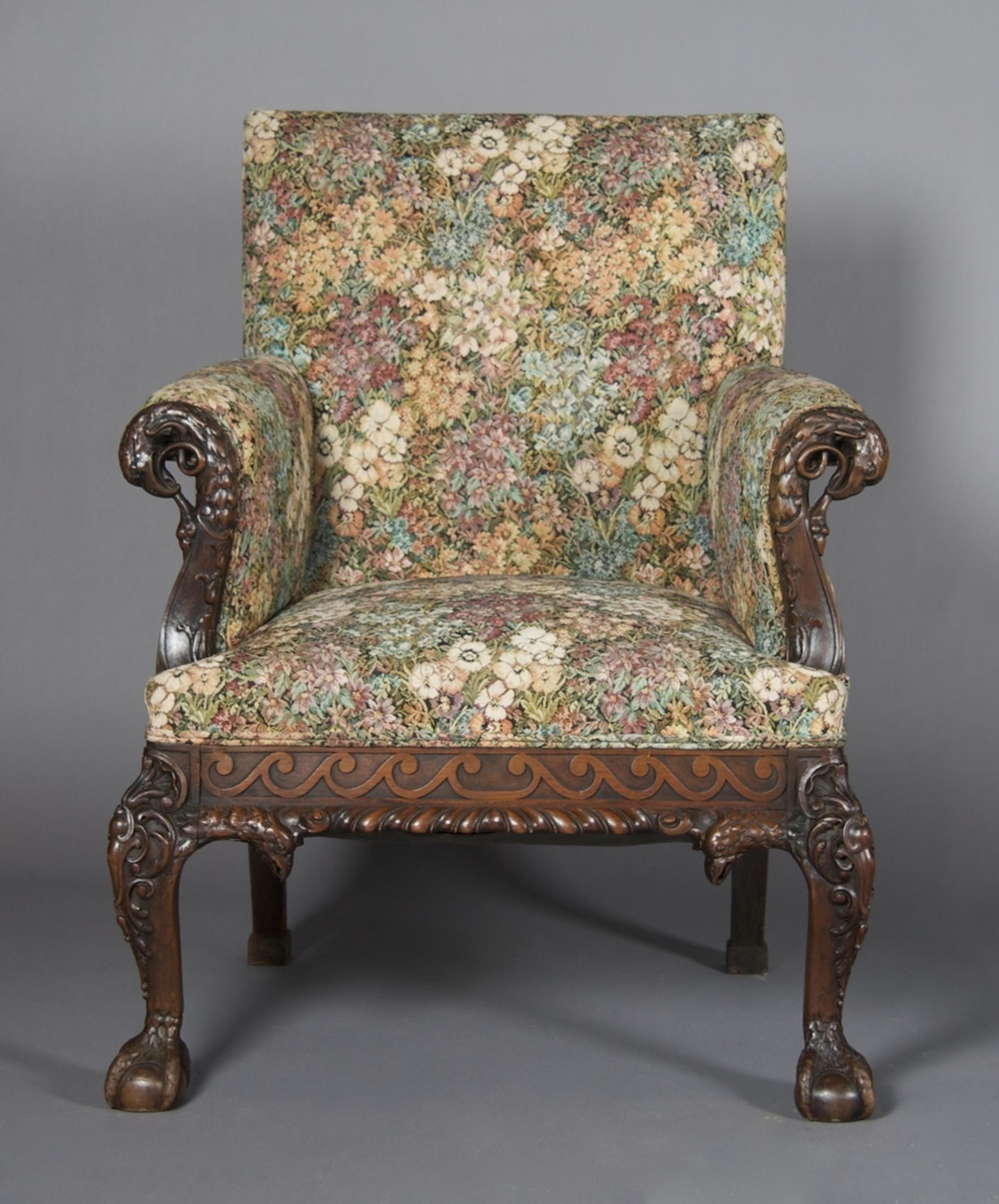 A Chippendale Style Carved Mahogany Armchair, Height 40 inches.