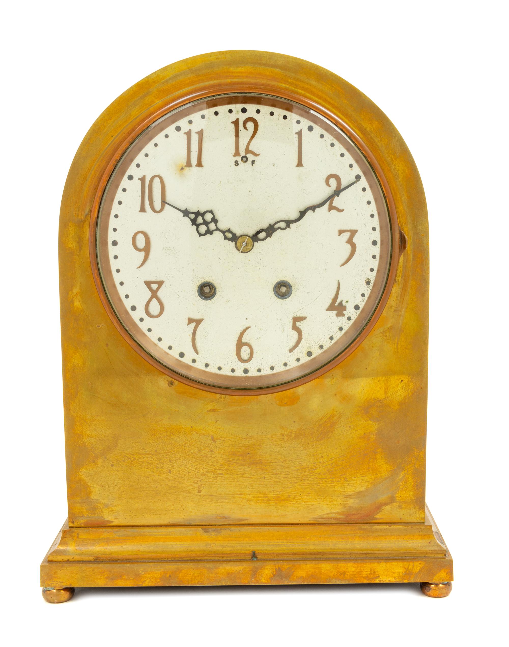 An American Brass Cased Mantel Clock