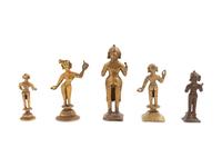 Five Indian Bronze Figures of Deities