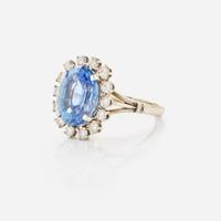 A 14K Gold, Sapphire, and Diamond Ring