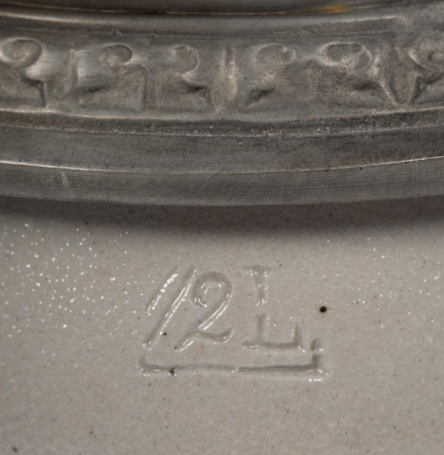 A Pewter Mounted Stoneware Stein, Lemp Brewing, St. Louis